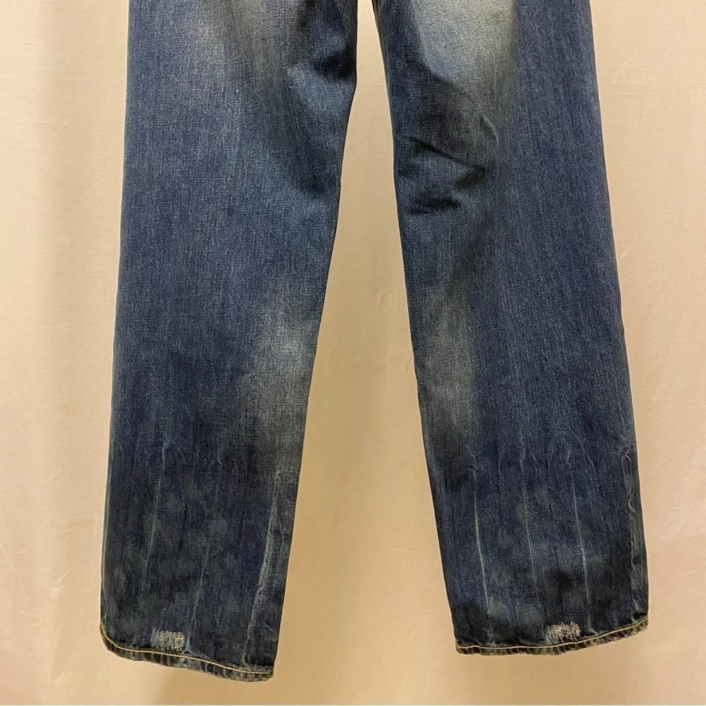 Sean John 36x32 VINTAGE Baggy Jeans Y2K Men’s Button Fly Logo Distressed